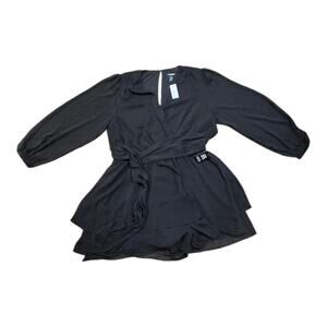 NWT Express Black Long Sleeve Chiffon Dressy Romper - Size XL